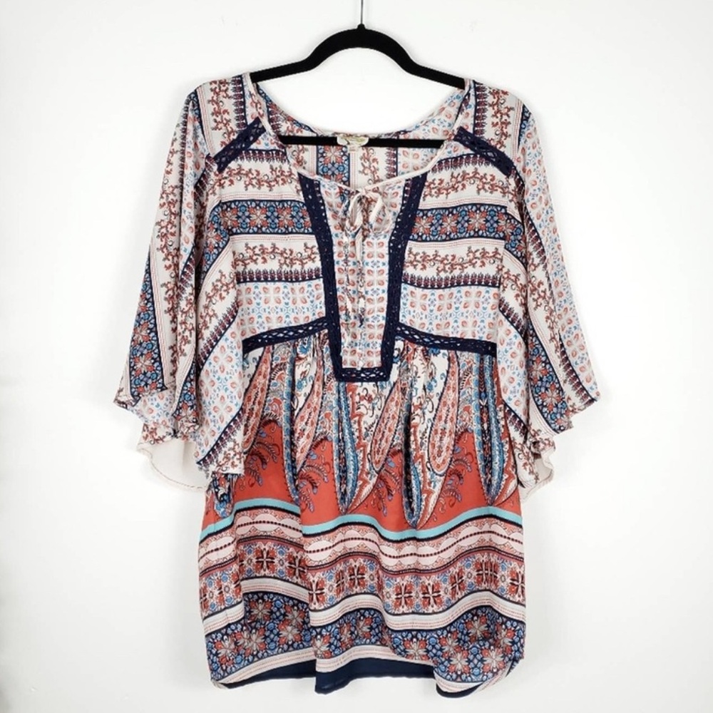 Anthropologie Fig & Flower Paisley and Floral Top XL